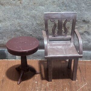 Vintage Miniature Chair Round Table Dollhouse Furniture